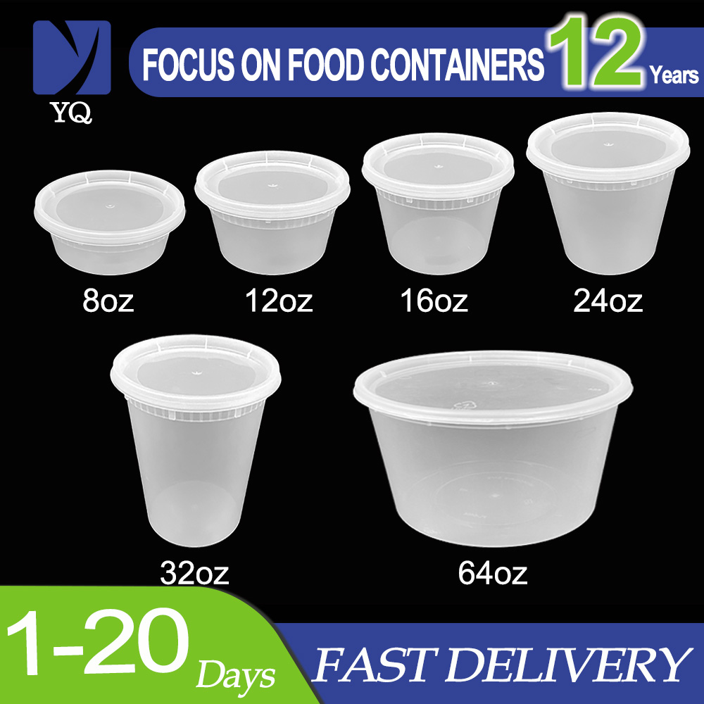 12oz ODM/OEM Disposable Plastic Round Microwave Food Container, Leak Proof Takeaway Deli Container