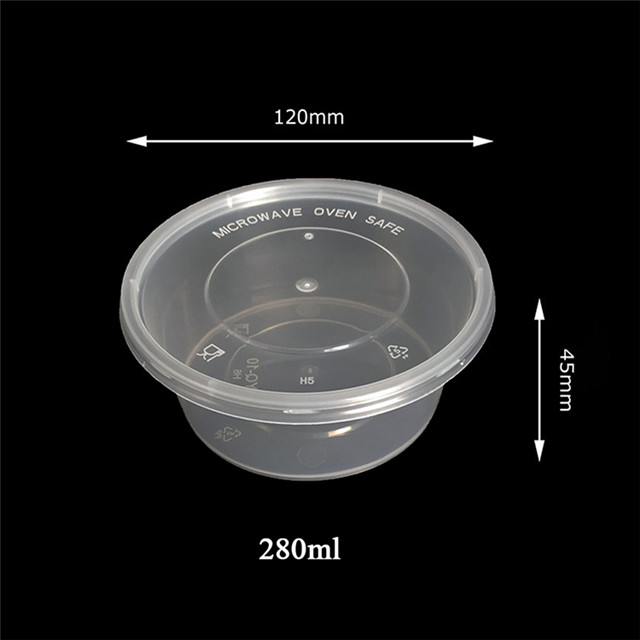 10oz Plastic Disposable Transparent Microwave Safe Leak Proof Round Food Containers 