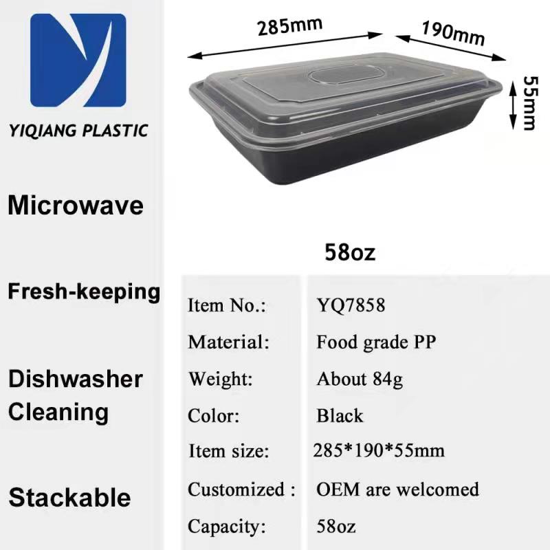 58oz Microwaveable Safe Disposable Storage Plastic Meal Prep Food Container With Lid