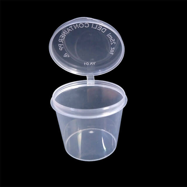 1oz Plastic Sauce Cup Round Wholesale Disposable Incense Innovative Food Container with Hinged 
