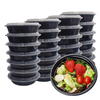 37 Ounce Black Round Stackable Plastic Containers Manufacturers, Disposable Plastic Microwavable Meal Prep Containers with Lid