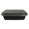 1000ml 1 Compartment Black Plastic Food Container with Lid