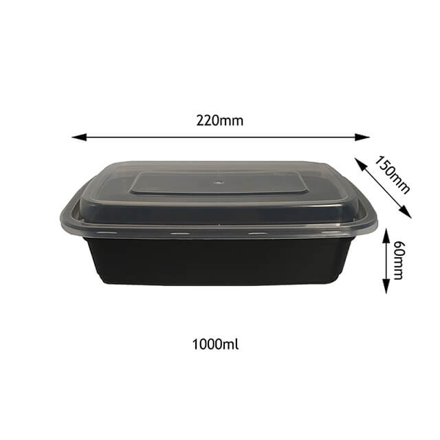 1000ml 1 Compartment Black Plastic Food Container with Lid Buy black