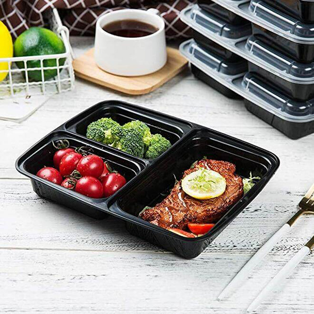 1000ml 3 Compartment Food Containers Storage Leak Proof Lunch Box with