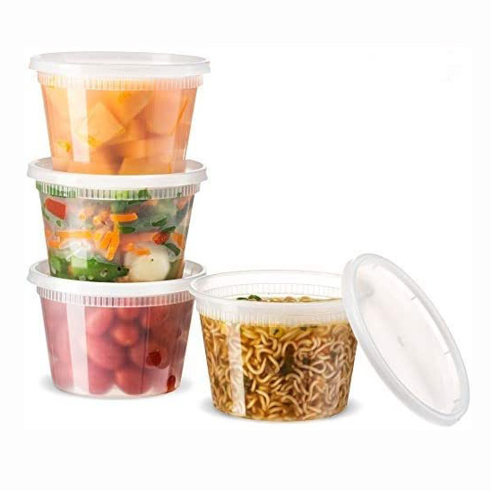 16oz ODM/OEM Disposable Plastic Round Microwave Food Container, Leak Proof Takeaway Deli Container