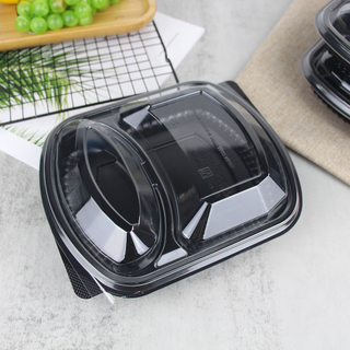 2 Compartments Customize Takeaway Disposal Fast Lunch Box Take Out Microwavable Plastic Take Away Food Containers